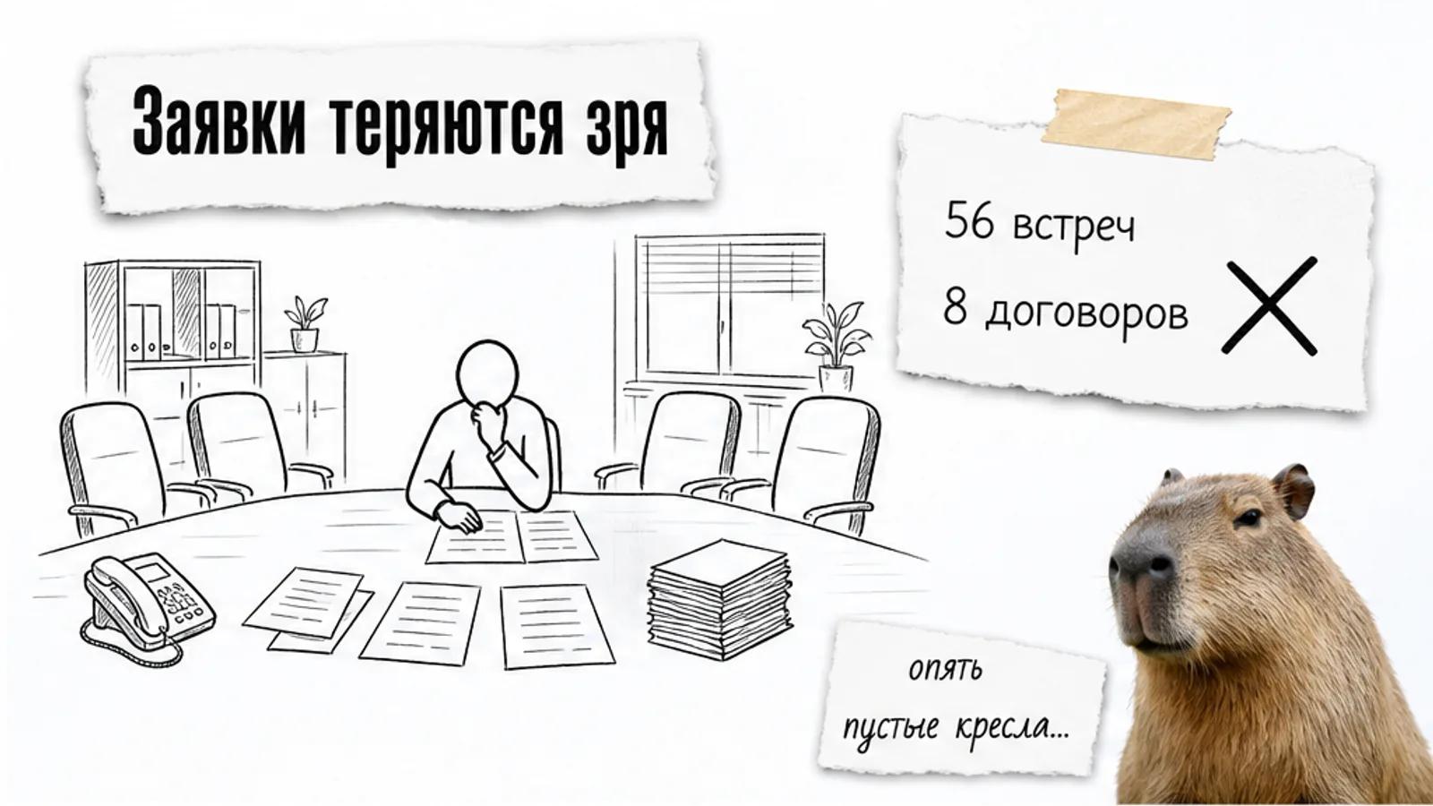 В пустом отделе продаж владелец видит незанятые кресла, счета и показатели прежней работы.