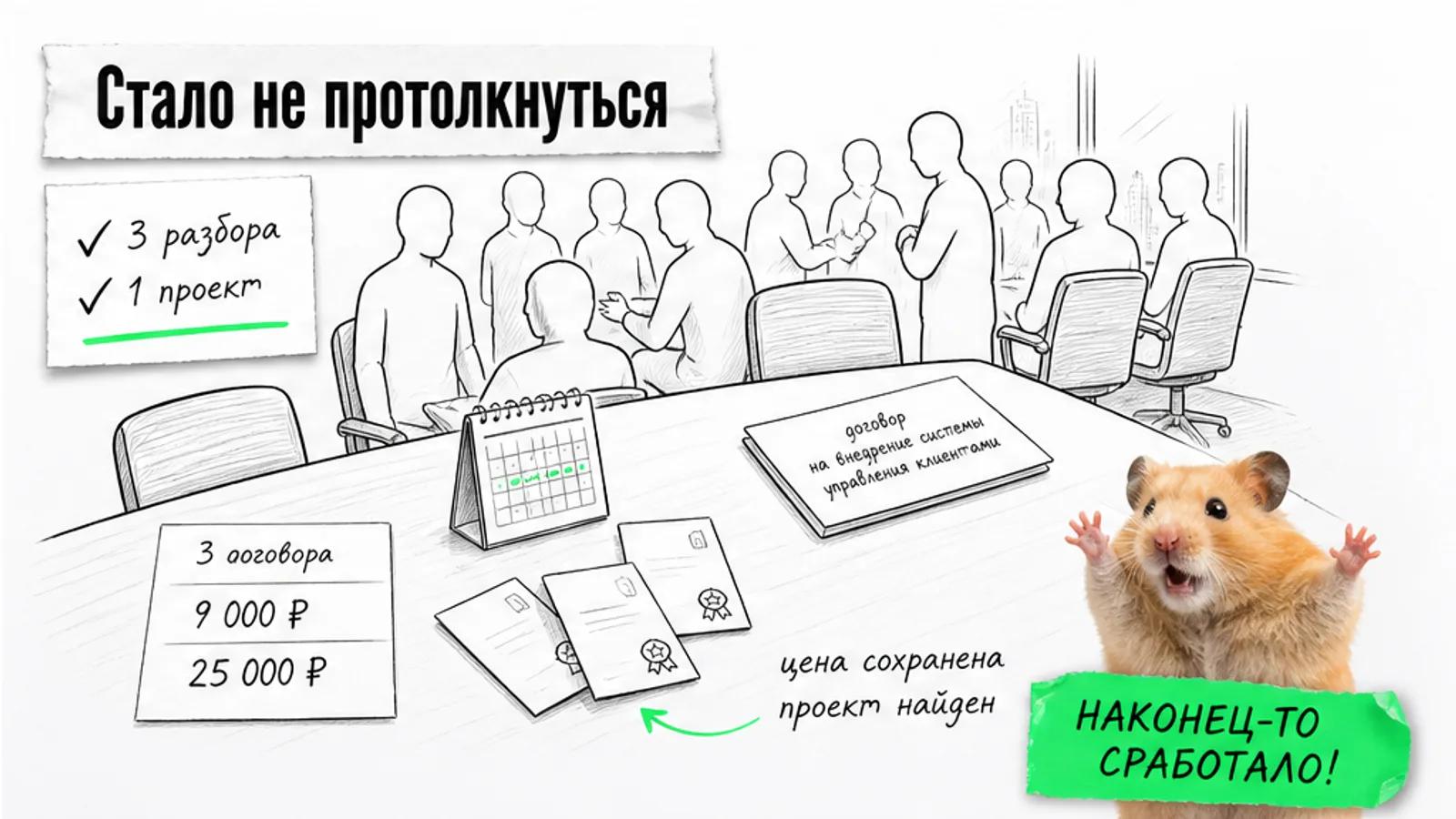 Та же переговорная полна людей, рядом карточки сертификатов и итоговые числа.