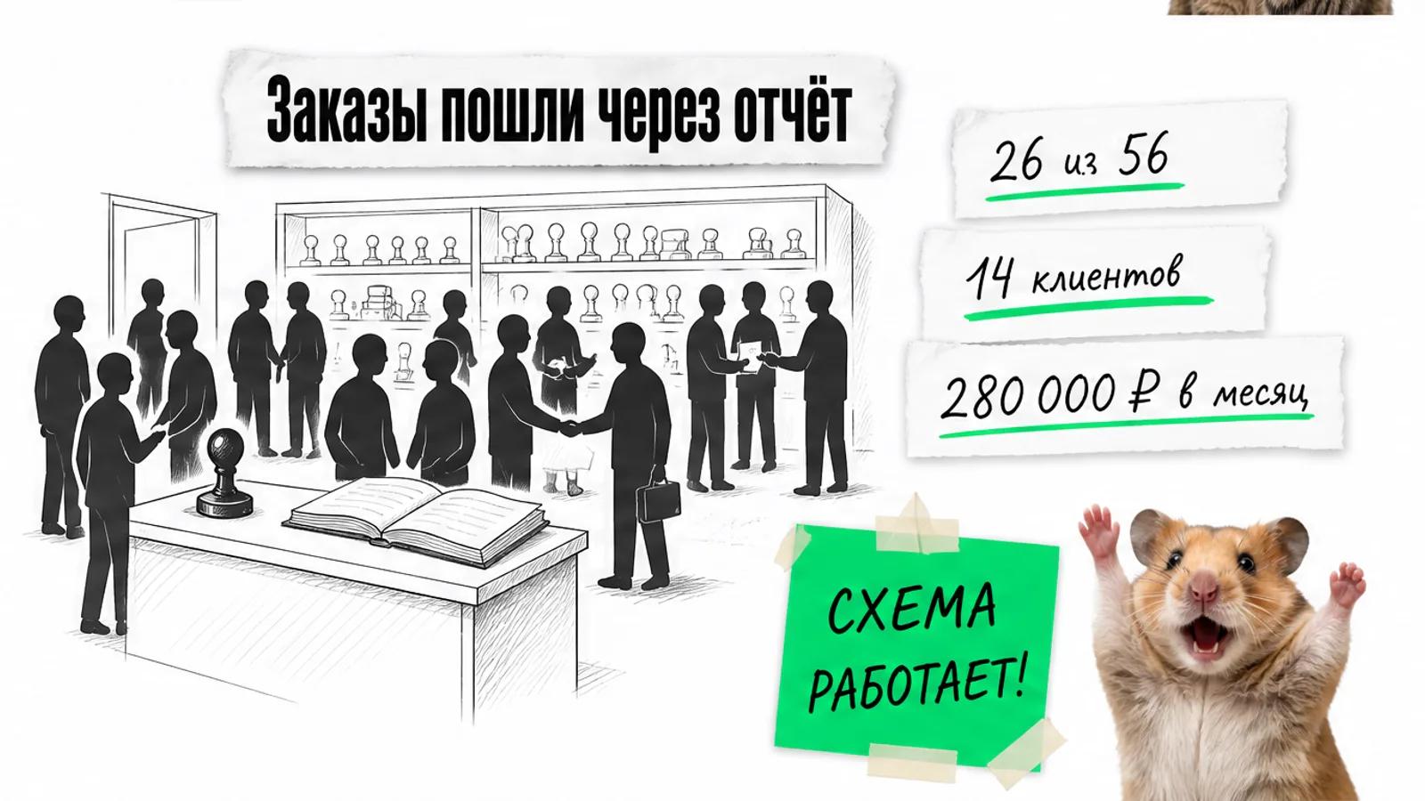 Мастерская заполнена посетителями, а карточки показывают 26 повторных заказов и 14 клиентов сервиса.